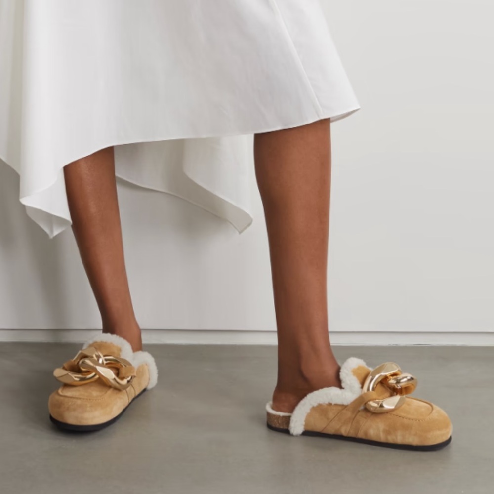 JW Anderson Suede Shearling Mules